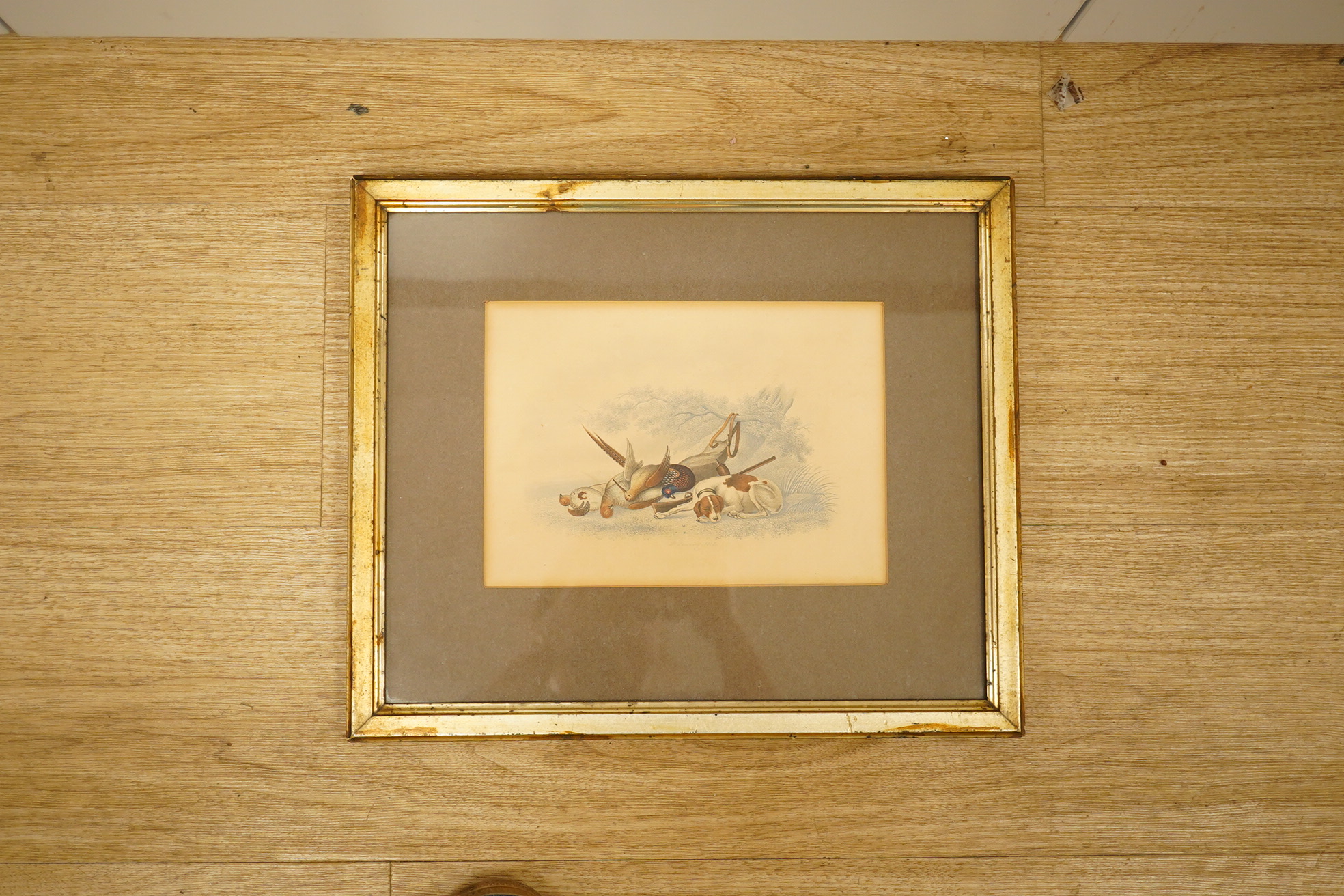 B. Jenning, pencil and watercolour, Study of a hound and dead game, signed and dated 1835, 16 x 21cm. Condition - fair